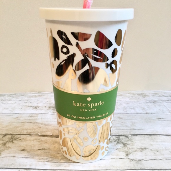 Kate Spade Insulated Tumbler with Pink Straw - Picture 4 of 6